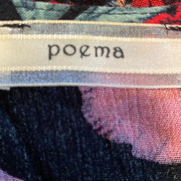 Poema Boho Black Red Floral Print Deep V Short Romper - Picture 7 of 8